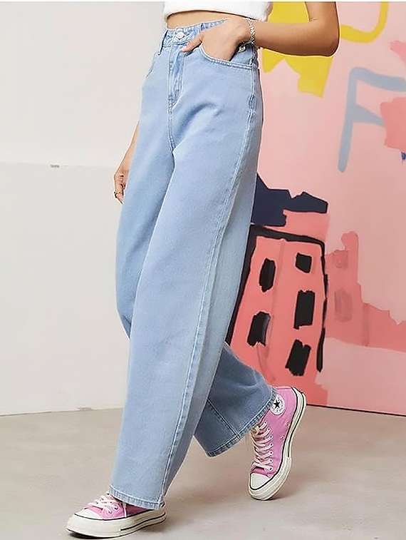 women plain high rise wide leg jeans - 22319363 -  Standard Image - 2