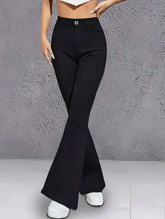 women plain high rise bootcut jeans - 22319367 -  Standard Image - 2