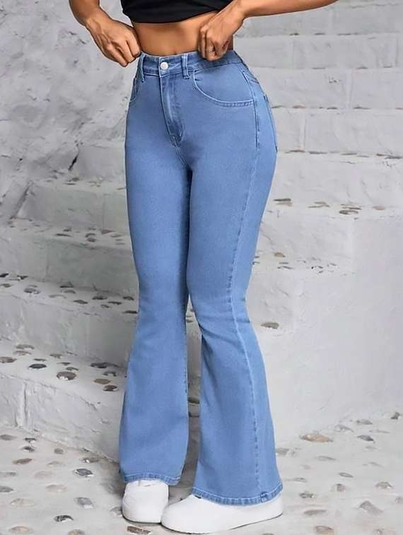 women plain high rise bootcut jeans - 22319369 -  Standard Image - 2