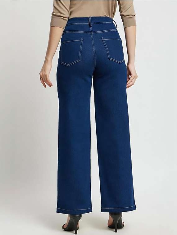 Women Plain High Rise Wide Leg Jeans - 22319424 -  Standard Image - 2