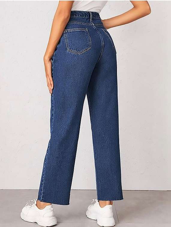 women solid high rise straight jeans - 22319429 -  Standard Image - 2