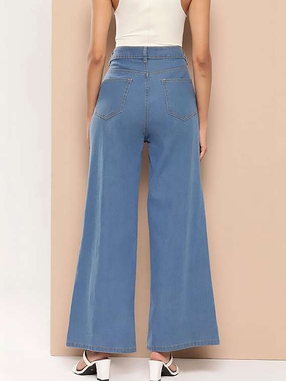 women plain high rise wide leg jeans - 22319439 -  Standard Image - 2