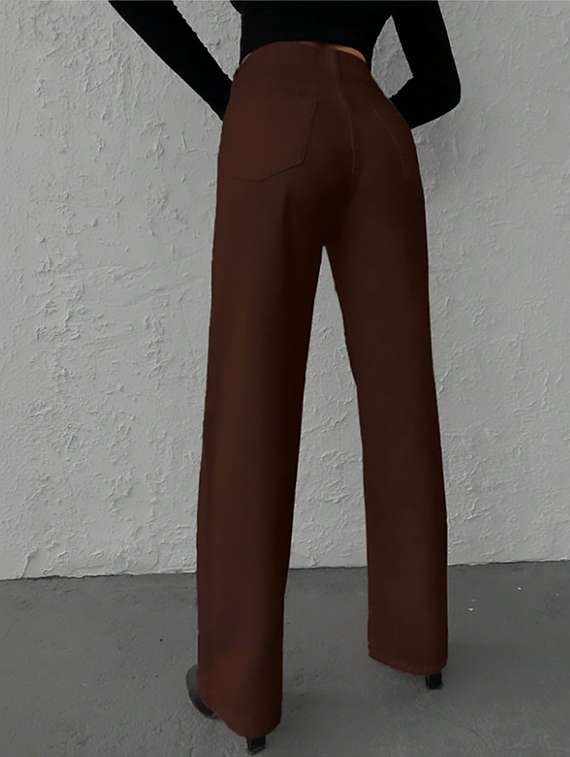 women plain high rise wide leg jeans - 22319441 -  Standard Image - 2