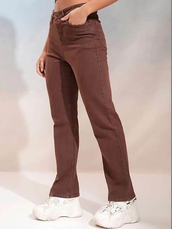 women solid high rise straight jeans - 22319466 -  Standard Image - 2