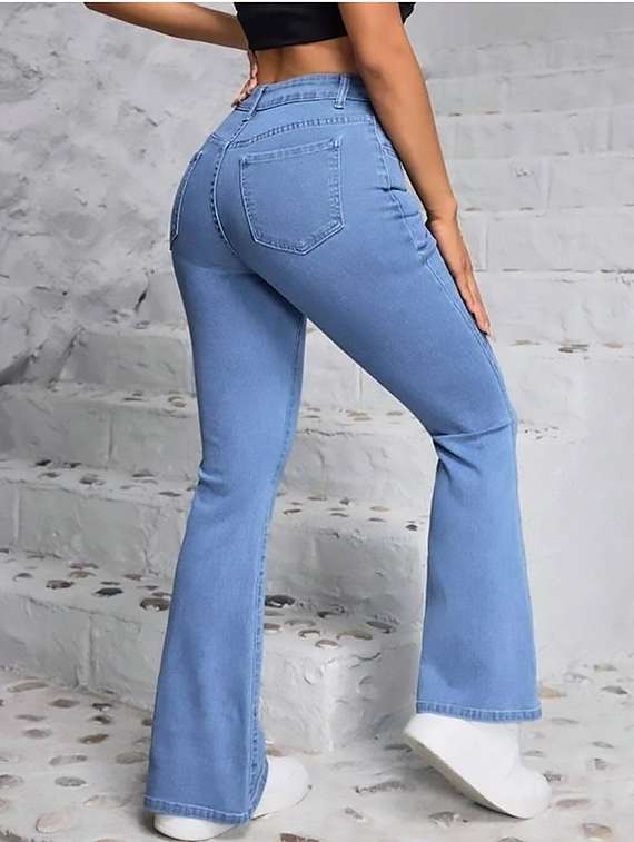 women plain high rise bootcut jeans - 22319514 -  Standard Image - 2