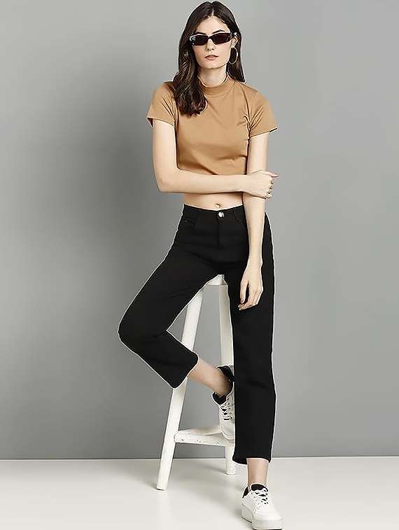 women solid high rise straight jeans - 22319515 -  Standard Image - 2