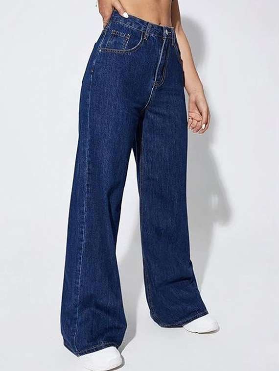 women solid high rise wide leg jeans - 22319521 -  Standard Image - 2