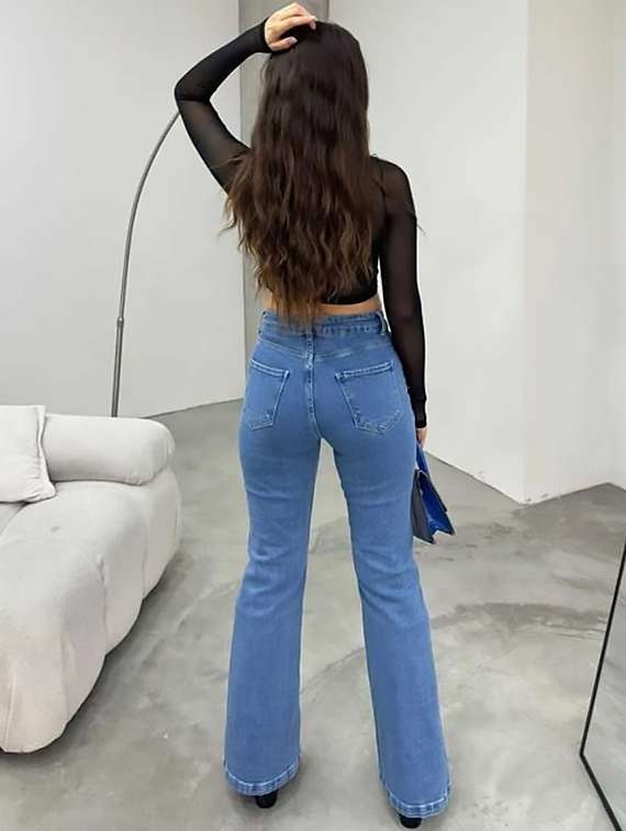 women plain high rise bootcut jeans - 22319525 -  Standard Image - 2