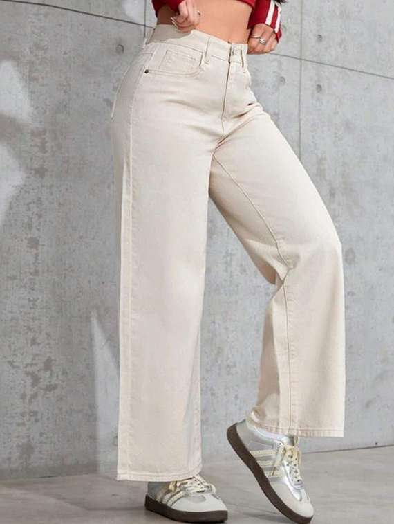 women solid high rise wide leg jean - 22319529 -  Standard Image - 2