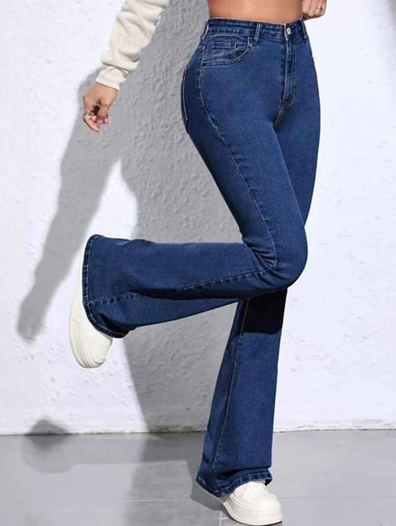 women solid high rise bootcut jean - 22319534 -  Standard Image - 2