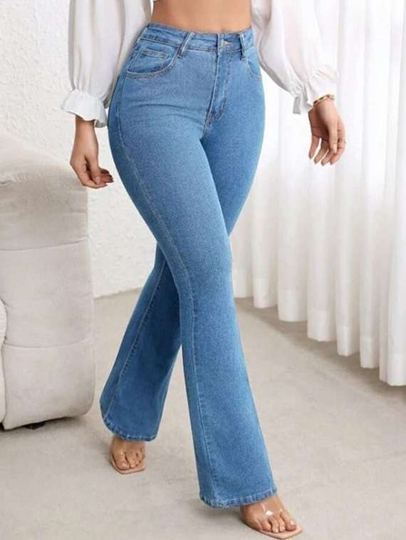 women solid high rise bootcut jean - 22319535 -  Standard Image - 2