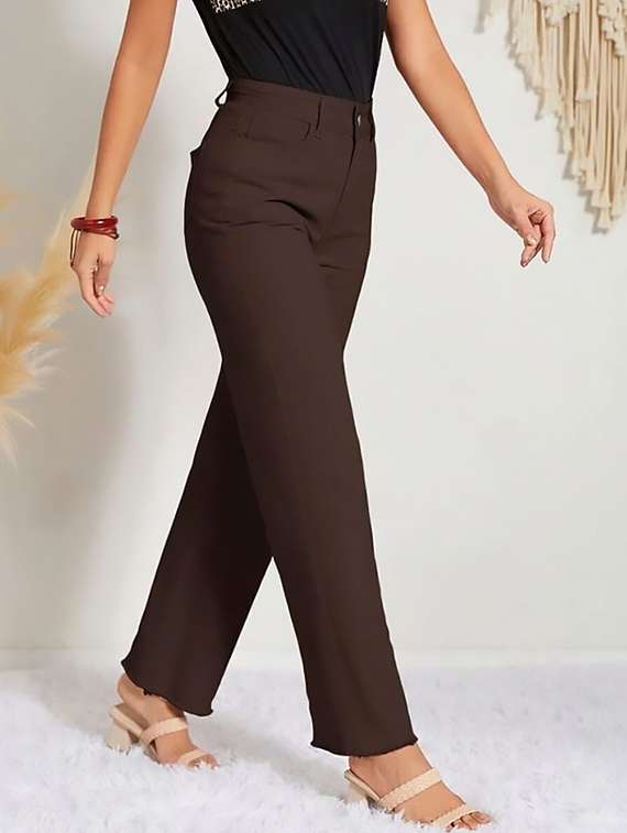 women plain high rise wide leg jeans - 22319539 -  Standard Image - 2