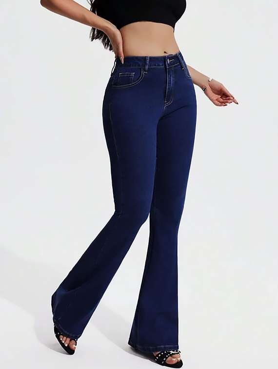 women plain high rise bootcut jeans - 22319555 -  Standard Image - 2