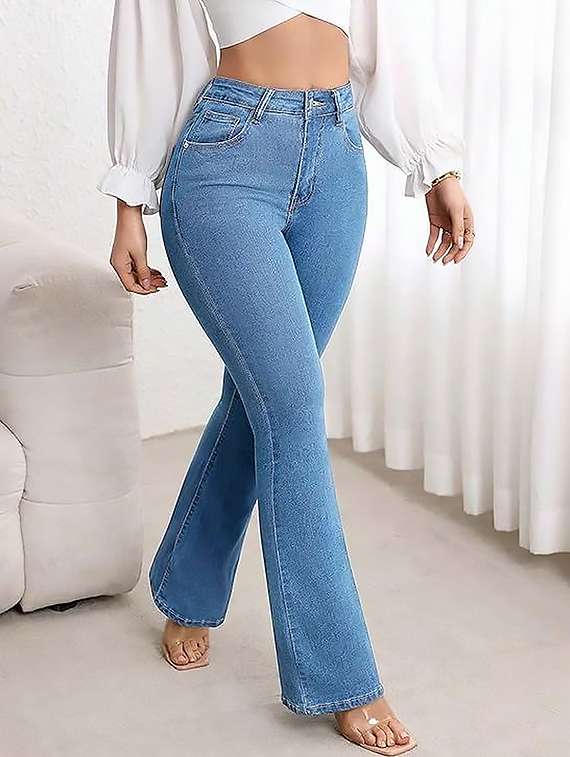 women solid high rise bootcut jean - 22319556 -  Standard Image - 2