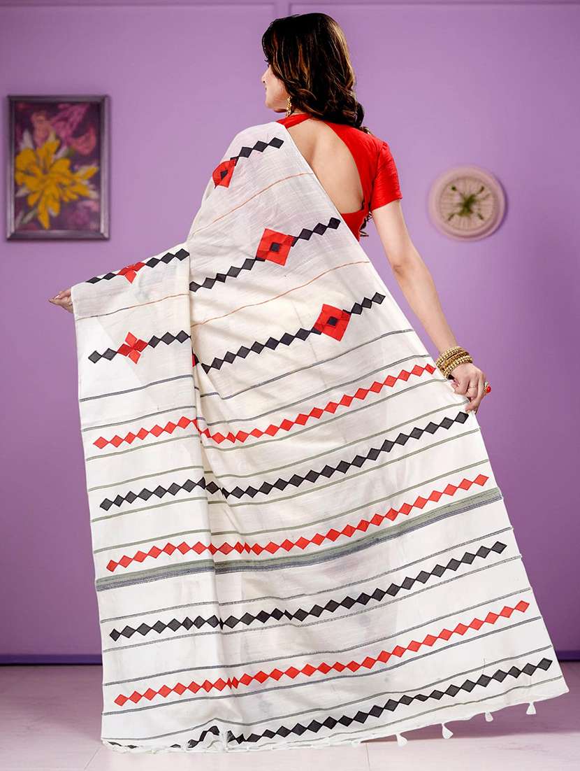 women solid with work handloom saree with blouse - 22319595 -  Standard Image - 2