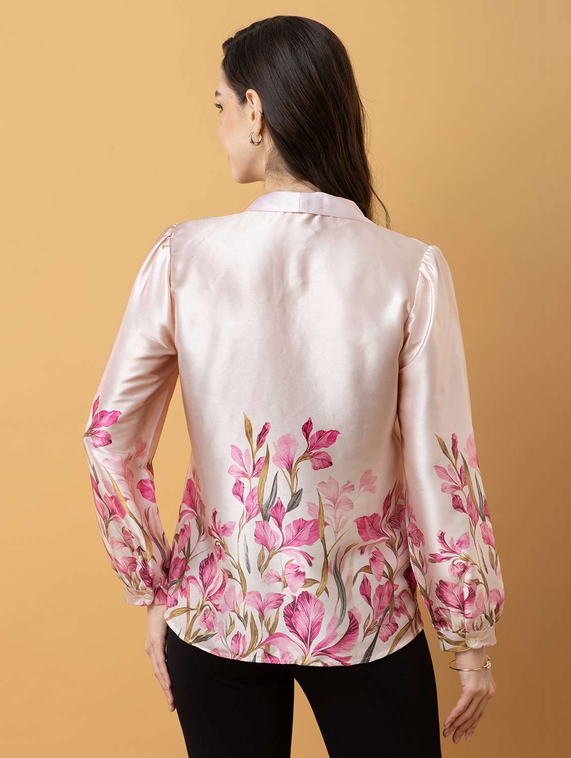 women floral print tie-ip neck long sleeve top - 22319651 -  Standard Image - 2