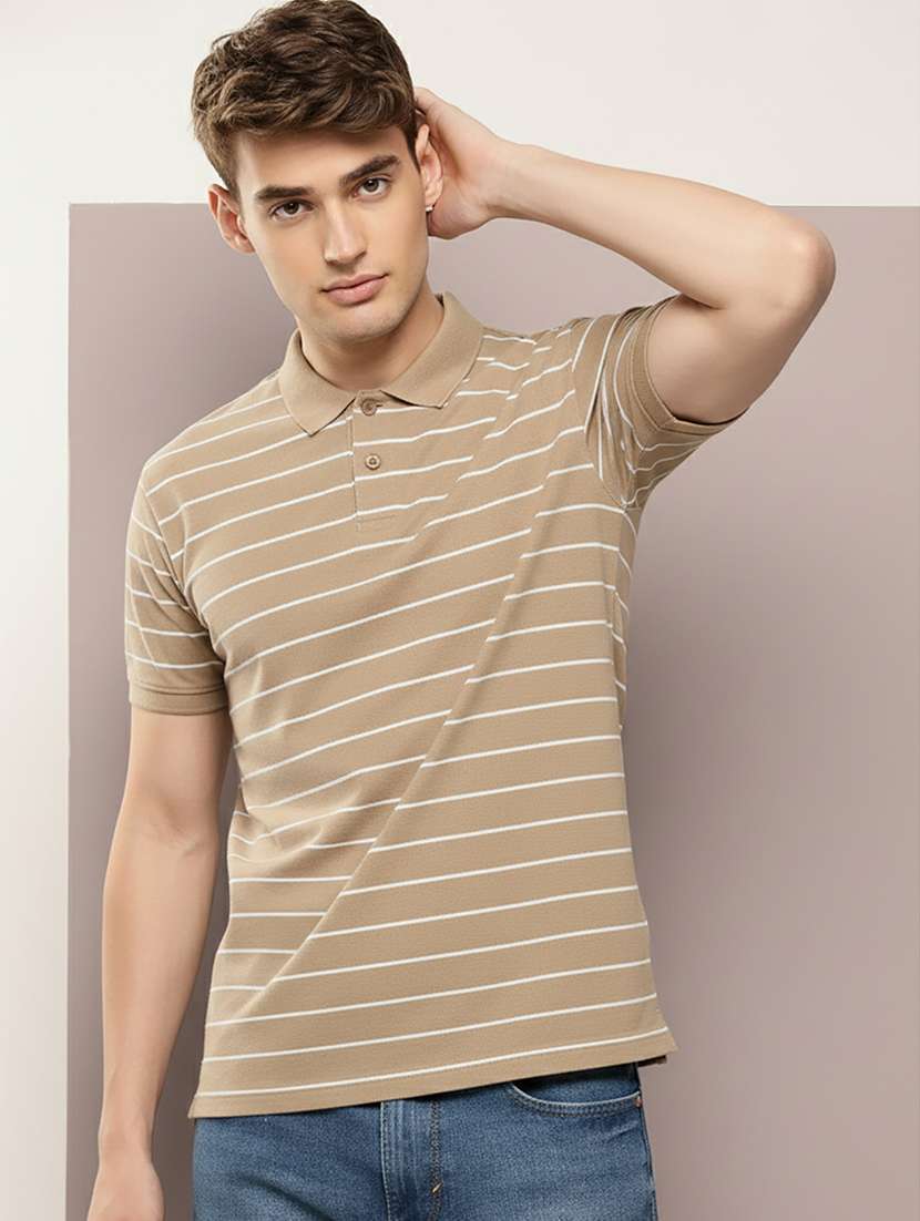 men striped short sleeve regular fit polo t-shirt - 22319965 -  Standard Image - 2