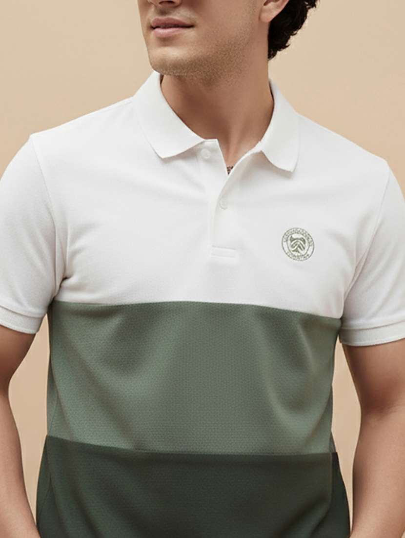 multi colored cotton blend color block tshirt - 22319968 -  Standard Image - 2