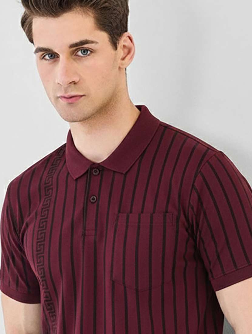 men striped short sleeve regular fit polo t-shirt - 22320011 -  Standard Image - 2