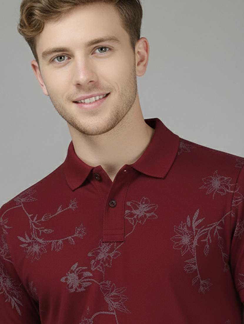 men printed short sleeve regular fit polo t-shirt - 22320090 -  Standard Image - 2