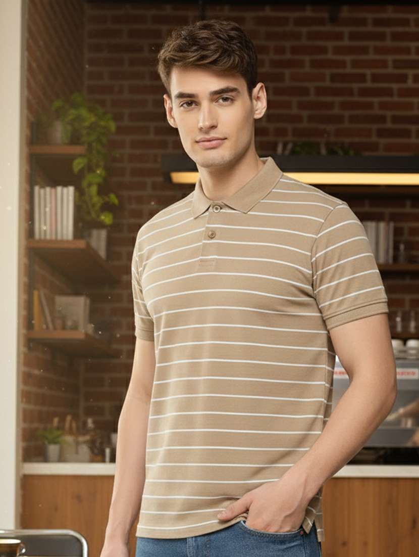 men striped short sleeve regular fit polo t-shirt - 22320103 -  Standard Image - 2