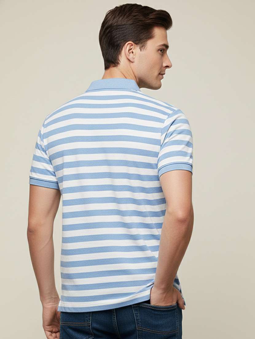 men striped short sleeve regular fit polo t-shirt - 22320115 -  Standard Image - 2