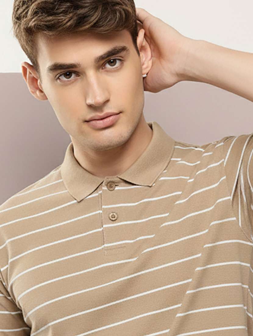 men striped short sleeve regular fit polo t-shirt - 22320120 -  Standard Image - 2