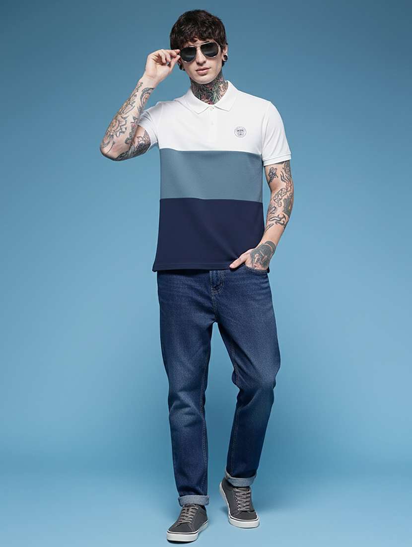men color block short sleeve regular fit polo t-shirt - 22320137 -  Standard Image - 2