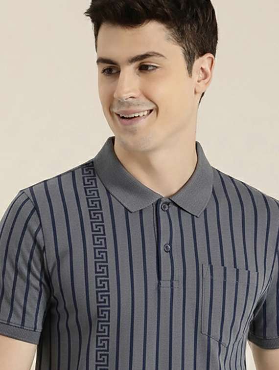 men striped short sleeve regular fit polo t-shirt - 22320315 -  Standard Image - 2