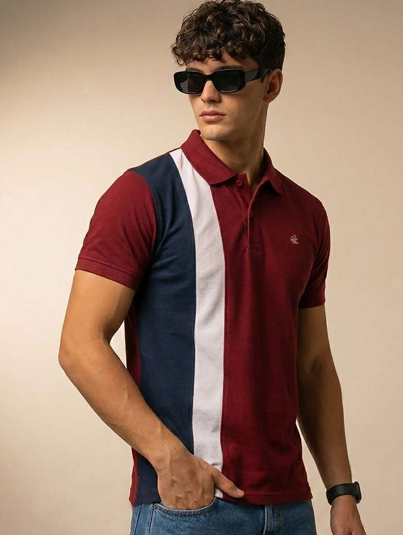 men color block short sleeve regular fit polo t-shirt - 22320321 -  Standard Image - 2
