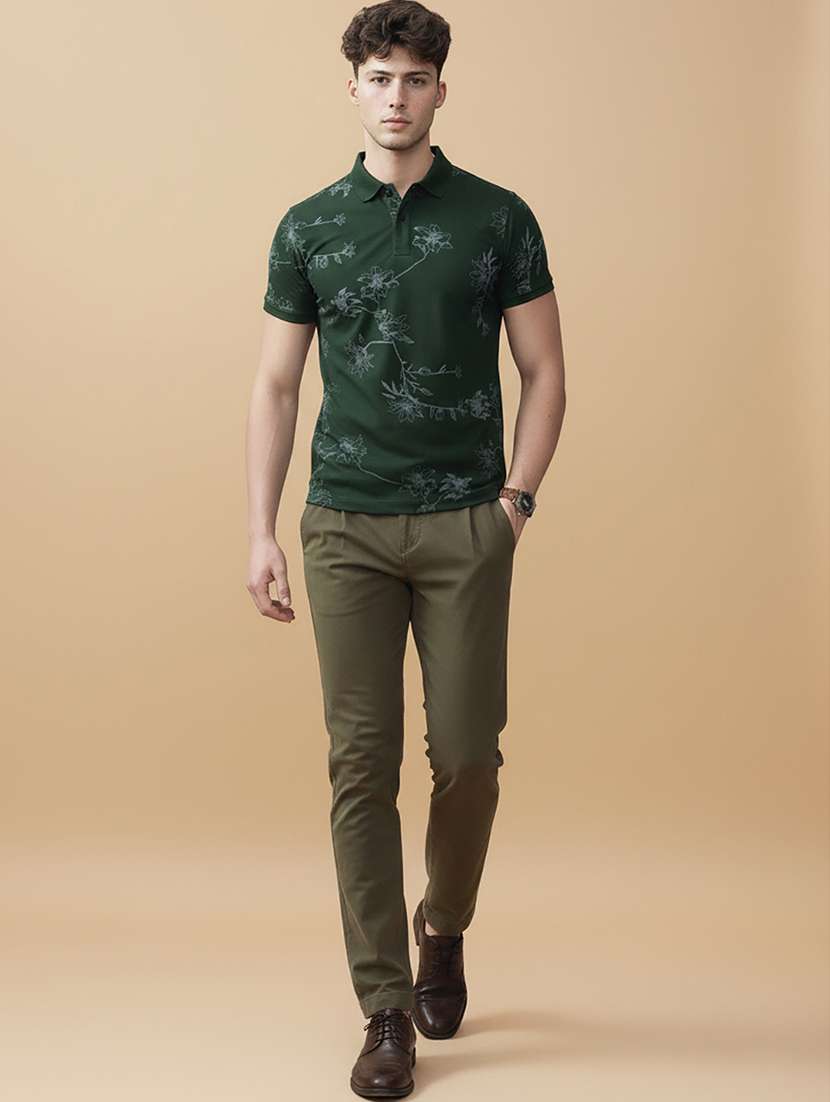 men floral printed short sleeve regular fit polo t-shirt - 22320349 -  Standard Image - 2