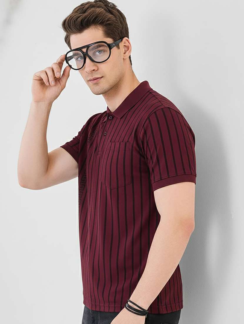 maroon cotton blend all over print tshirt - 22320394 -  Standard Image - 2