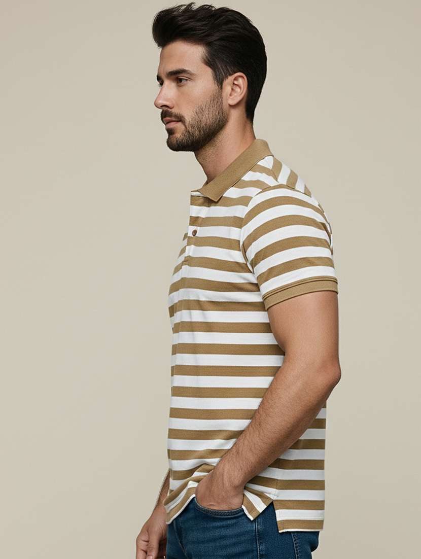 men striped short sleeve regular fit polo t-shirt - 22320446 -  Standard Image - 2