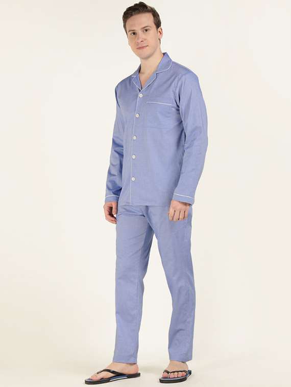 men solid long sleeve shirt & pyjamas night suit - 22320479 -  Standard Image - 2