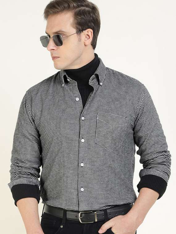 men collared long sleeve regular fit shirt