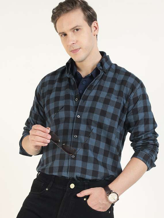 men collared long sleeve regular fit shirt