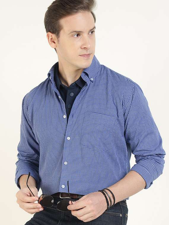 men collared long sleeve regular fit shirt