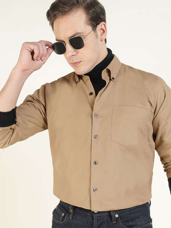 men collared long sleeve regular fit shirt