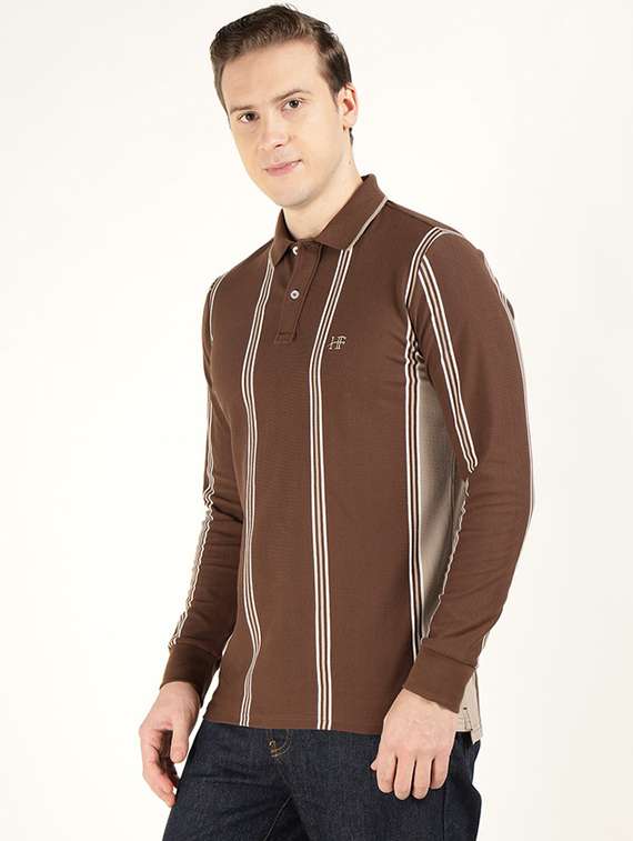 men striped long sleeve regular fit polo t-shirt - 22320525 -  Standard Image - 2