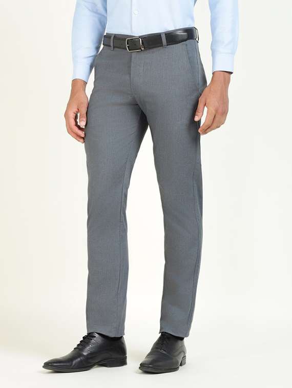 men solid mid rise flat front formal trouser - 22320527 -  Standard Image - 2