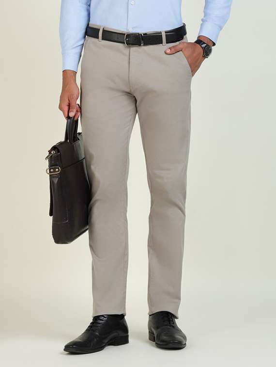 men solid mid rise flat front formal trouser