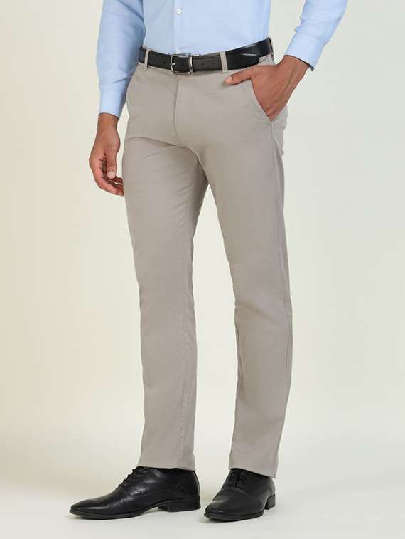 Men Solid Mid Rise Flat Front Formal Trouser - 22320529 -  Standard Image - 2