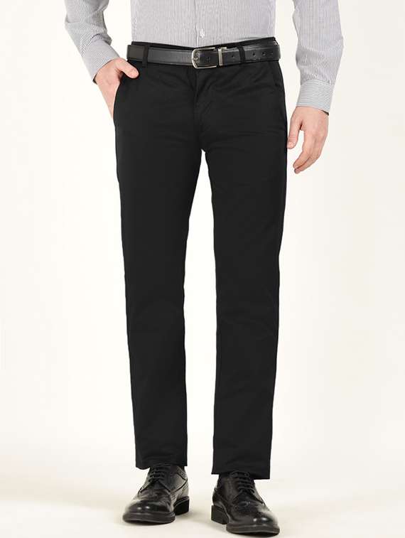 men solid mid rise flat front formal trouser