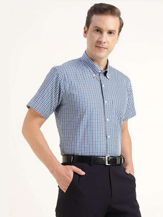 men checkered collared short sleeve shirt - 22320559 -  Standard Image - 2
