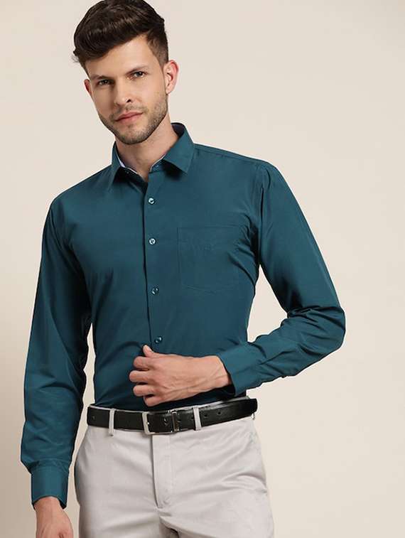 men collared long sleeve formal shirt