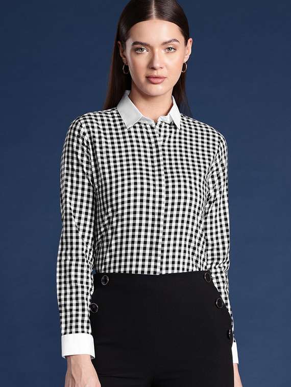 women collared long sleeve regular fit shirt
