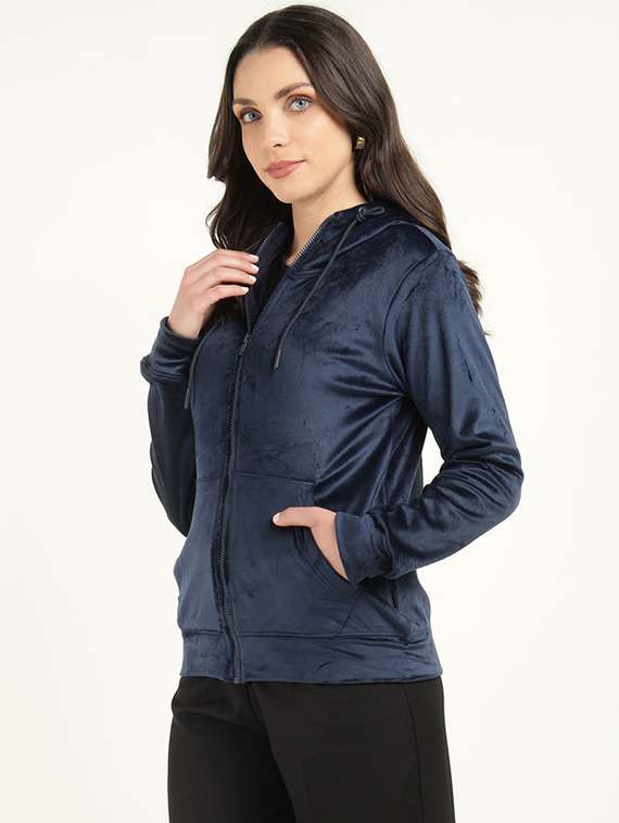 Women Solid Long Sleeve Hooded Sweatshirt - 22320679 -  Standard Image - 2