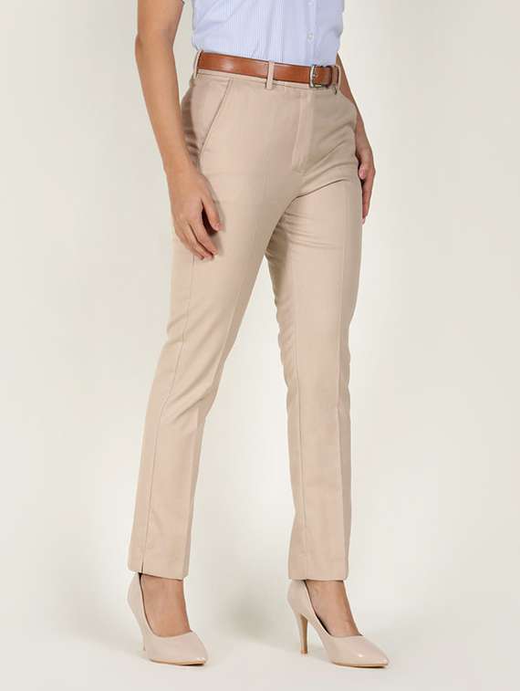 women solid mid rise straight trouser - 22320730 -  Standard Image - 2