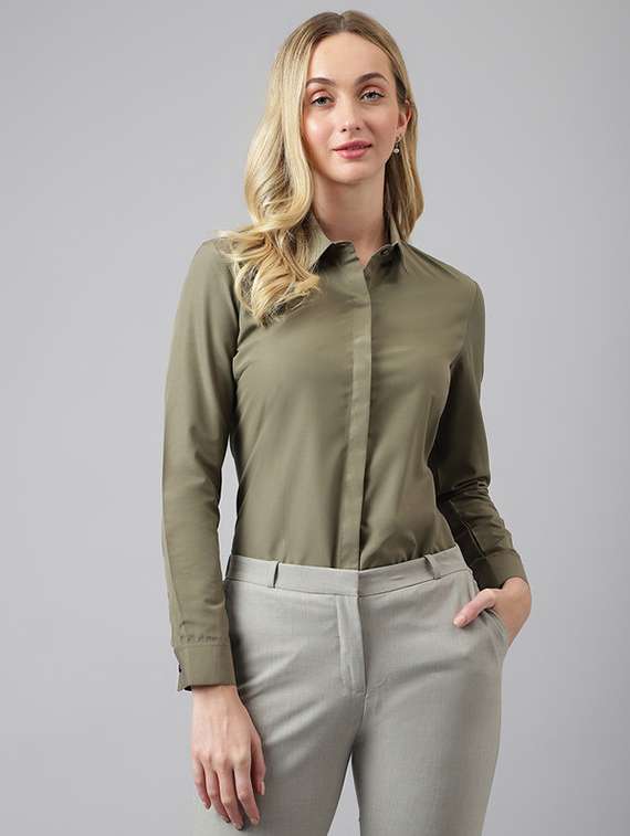 women collared long sleeve regular fit shirt - 22320737 -  Standard Image - 2