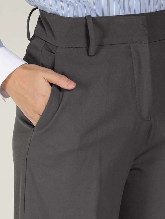 women solid high rise straight trouser - 22320742 -  Standard Image - 7